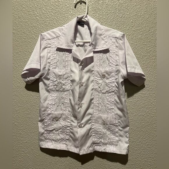 Guayabera Boys Shirt White Shirt Size 4 - Picture 1 of 10